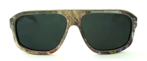 Handmade wooden sunglasses from upcycled skateboards.